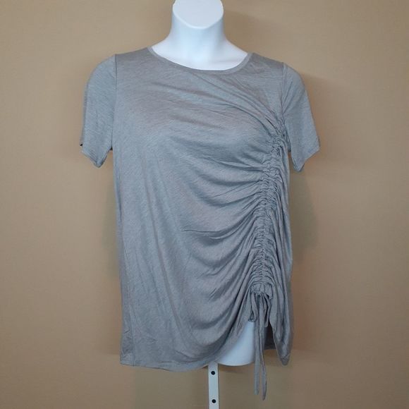 Roaman's Heather Gray Ruched Drawstring Tunic 12 NWOT - Picture 2 of 7